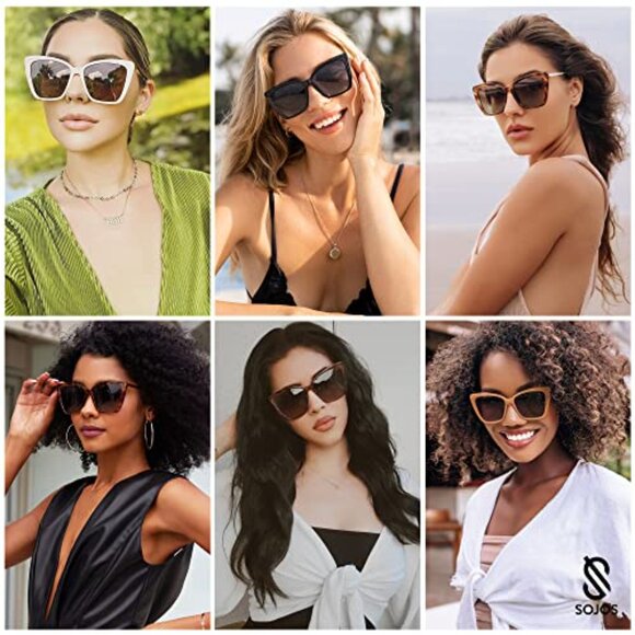 Oversized Square Cat Eye Sunglasses Polarized UV Protection Retro main image 8